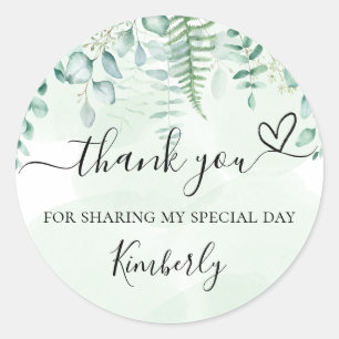 Sticker Rond Douche nuptiale eucalyptus verdure merci