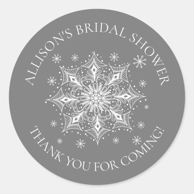 Sticker Rond Douche nuptiale hivernale de flocon de neige (Devant)