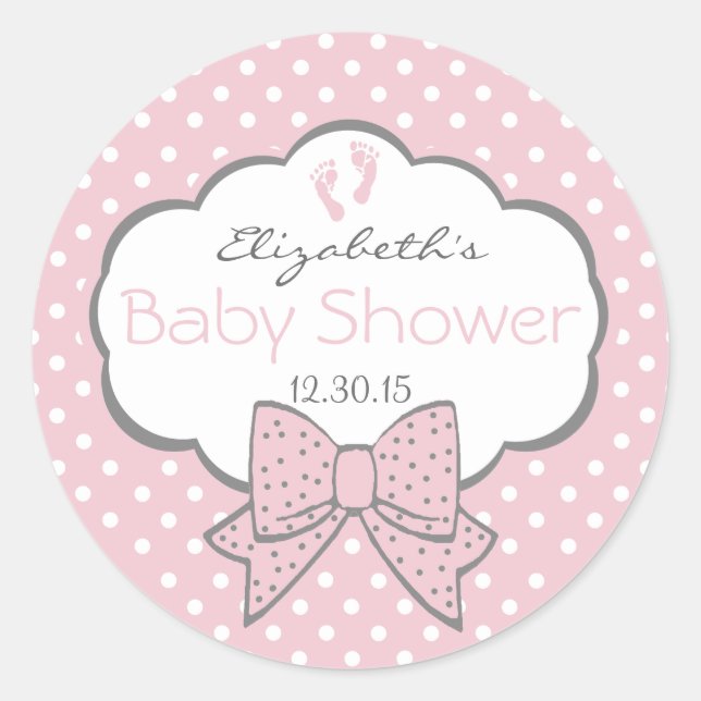 Sticker Rond Douche pour bébé rose et gris (Devant)