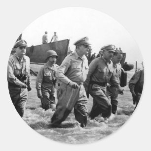 Sticker Rond Douglas MacArthur atterrit sur l'île de Leyte Phil