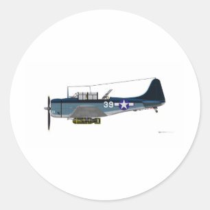 Sticker Rond Douglas SBD-5 courageuse