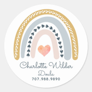 Sticker Rond Doula Birth Coach Aquarelle Rainbow Business