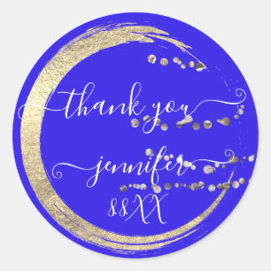 Sticker Rond Doux 16e Merci Or Sauvegarder La Date Bleu