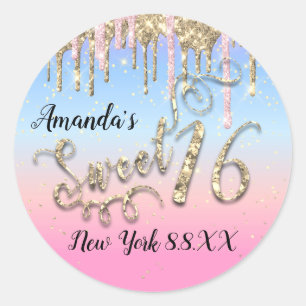 Sticker Rond Doux caissons en or bleu rose de 16e partie