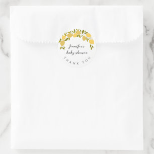 Sticker Rond Doux Citron Boho Citron Fête de Naissance Remercie