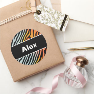 Sticker Rond Doux coloré Pastel Zebra Stripes