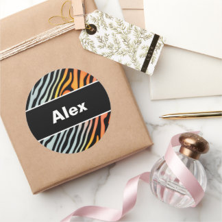 Sticker Rond Doux coloré Pastel Zebra Stripes