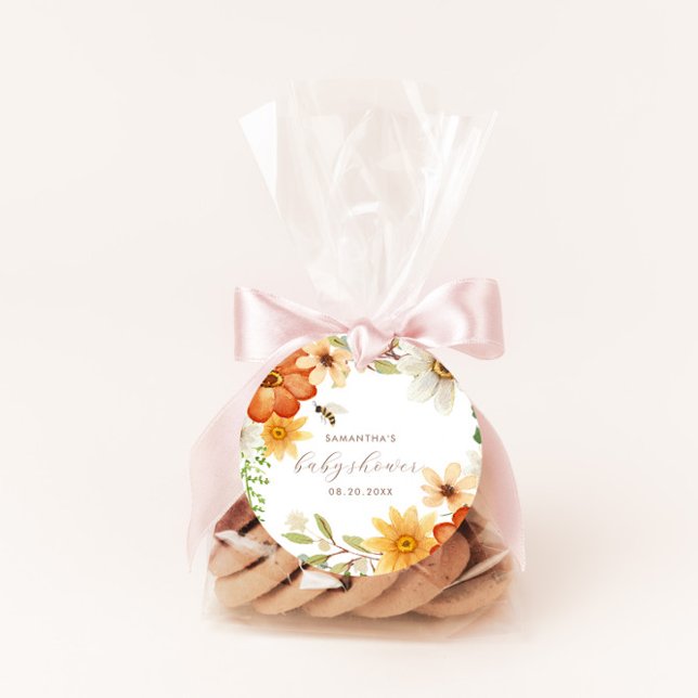 Sticker Rond Doux Comme Peut Être | Baby shower de printemps fl (Créateur téléchargé)