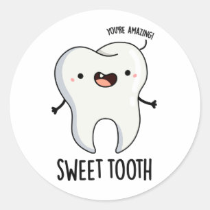 Sticker Rond Doux Dent Amusant Jeu Dentaire