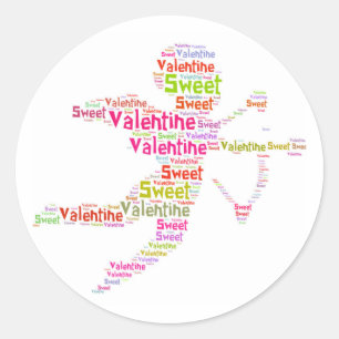 Sticker Rond Doux et coloré Valentine Cupid