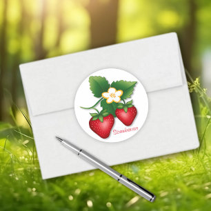Sticker Rond Doux Fruit de Fraise d'Été