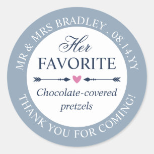 Sticker Rond Dove Bleu Coeur Flèches Son Faveur Mariage Favorit