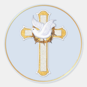 Sticker Rond Dove et Croix