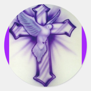 Sticker Rond Dove et Croix