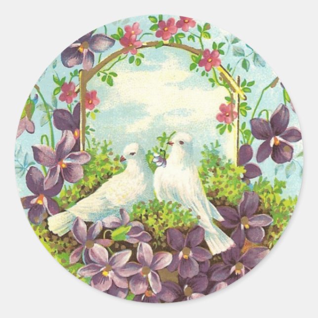 Sticker Rond Doves & Fleurs (Devant)