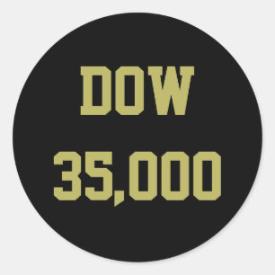 Sticker Rond Dow 35000 Stock Market Celebration Classic Round S