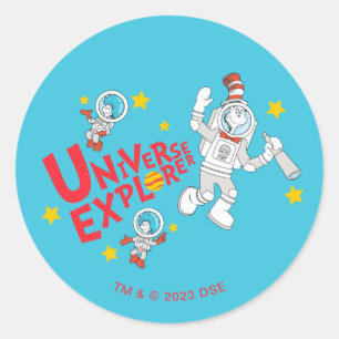 Sticker Rond Dr Seuss   Chat dans l'Explorateur d'univers Casqu