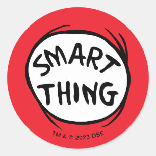 Sticker Rond Dr Seuss   Chose Une Deux - Chose Intelligente