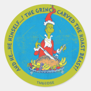 Sticker Rond Dr Seuss   Grinch   Bête rôtie de Noël