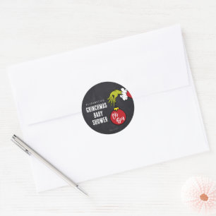 Sticker Rond Dr Seuss   Oh Boy Grinch Baby shower