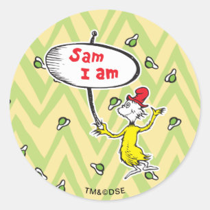 Sticker Rond Dr Seuss   Symbole de retenue Sam-I-Am