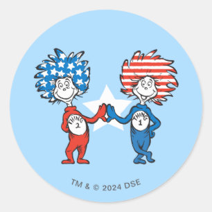 Sticker Rond Dr Seuss   Une chose Deux graphiques patriotiques