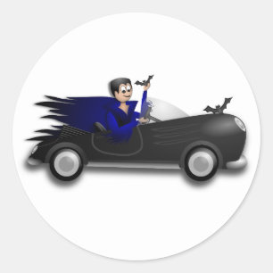 Sticker Rond Dracula conduit une convertible