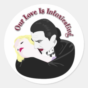 Sticker Rond Dracula, Notre Amour Est Intoxicant