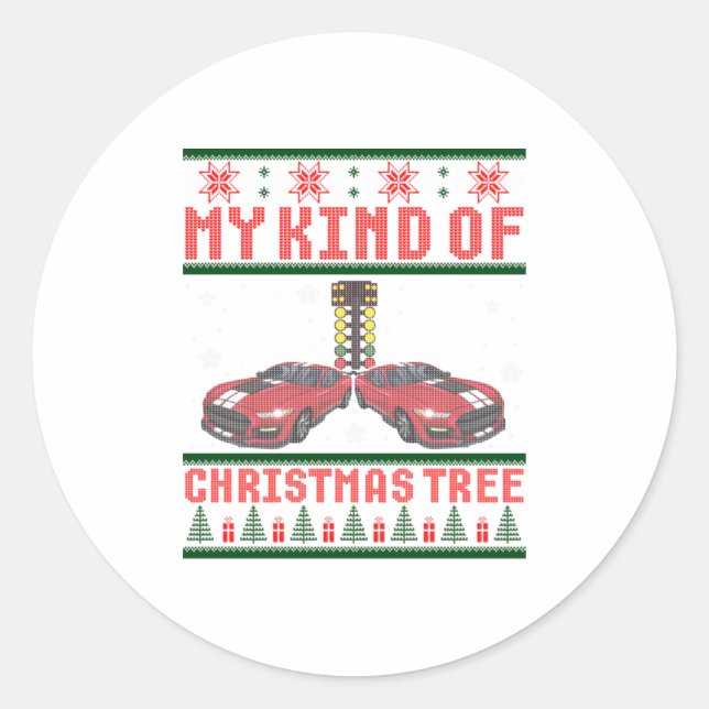 Sticker Rond Drag Racing Christmas Tree' Race Car Ugl (Devant)