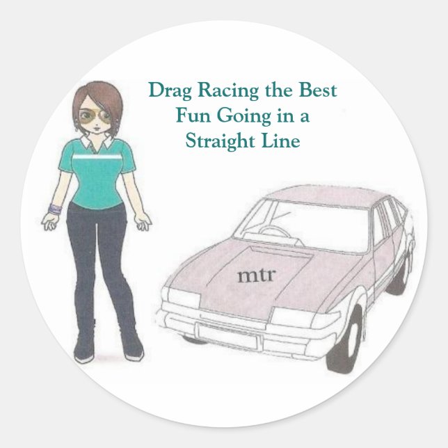 Sticker Rond Drag Racing le meilleur amusant en ligne droite (Devant)