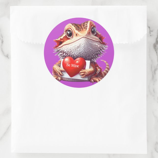 Sticker Rond Dragon à poils doux violet Valentine (Sac)