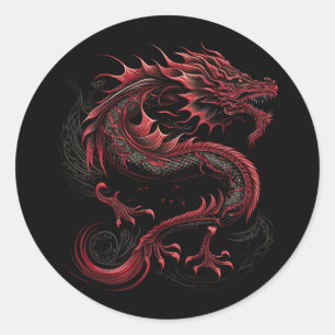 Sticker Rond dragon à tête jaune-verte
