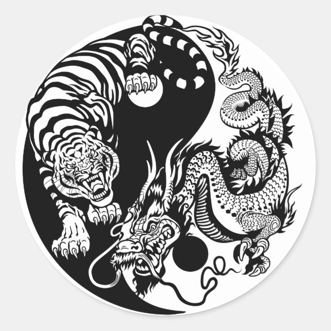 Sticker Rond dragon and tiger yin yang (Devant)