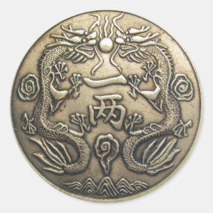 Sticker Rond Dragon antique