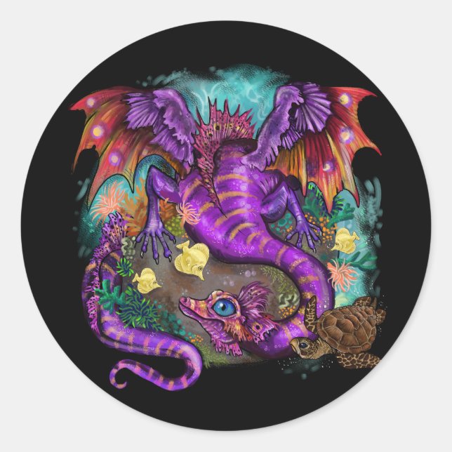 Sticker Rond Dragon aquatique (Devant)