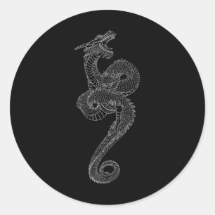 Sticker Rond Dragon Art Tattoo Japon traditionnel Graphe japona