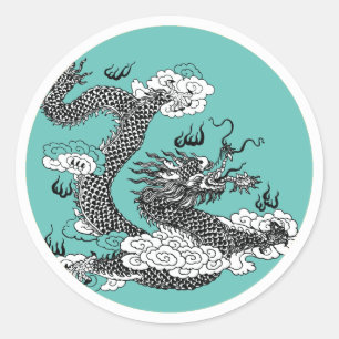 Sticker Rond Dragon asiatique
