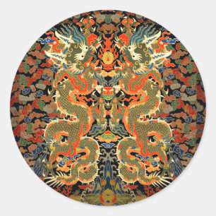 Sticker Rond Dragon asiatique chinois Art coloré
