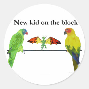 Sticker Rond Dragon aux oiseaux