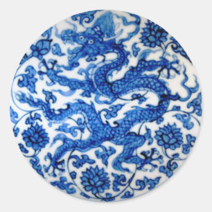 Sticker Rond Dragon bleu