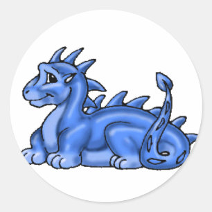 Sticker Rond Dragon Bleu Bébé