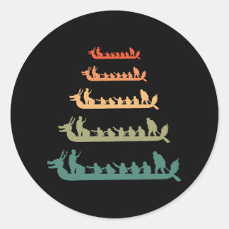 Sticker Rond Dragon Boat Racw Crew Paddlers Water Sport