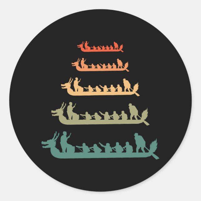 Sticker Rond Dragon Boat Racw Crew Paddlers Water Sport (Devant)