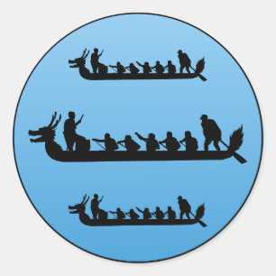 Sticker Rond Dragon Boat Racw Crew Paddlers Water Sport