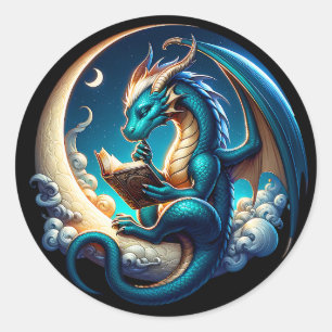 Sticker Rond Dragon Bookworm, Moonlight Reading Tee
