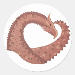 Sticker Rond Dragon cardiaque Brown en blanc