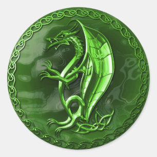 Sticker Rond Dragon céleste vert