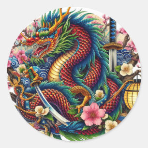 Sticker Rond dragon chinois