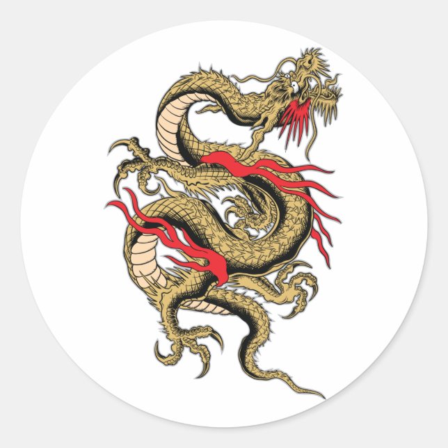 Sticker Rond Dragon chinois conceptions personnalisables (Devant)