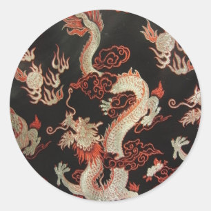 Sticker Rond Dragon chinois d'argent